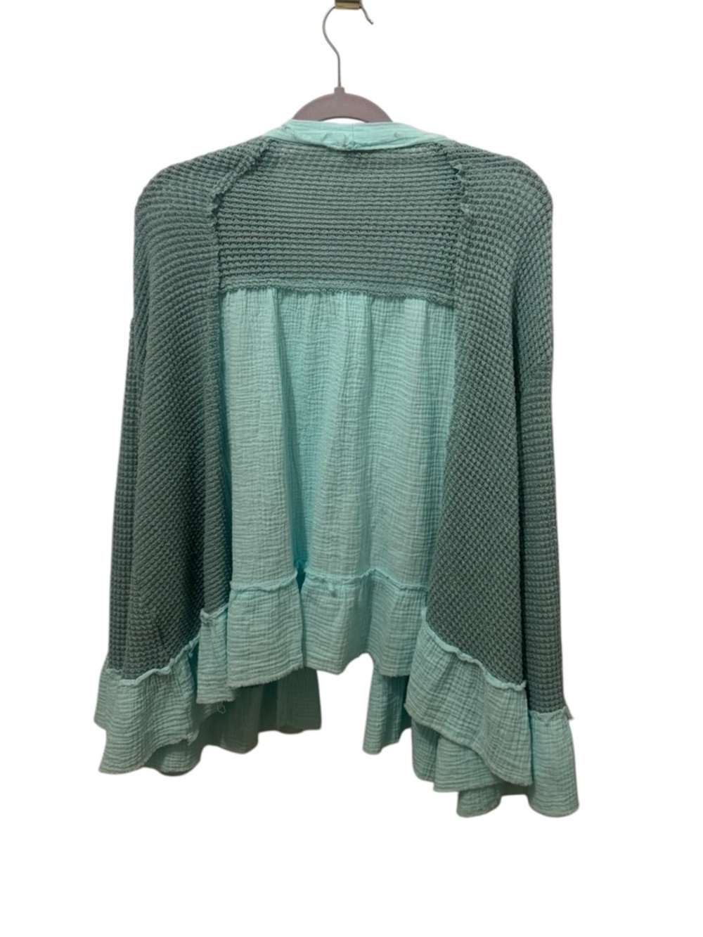 POL Thermal & Double Gauze Relaxed Cardigan ~ Baby Blue Size Small - Picture 3 of 5